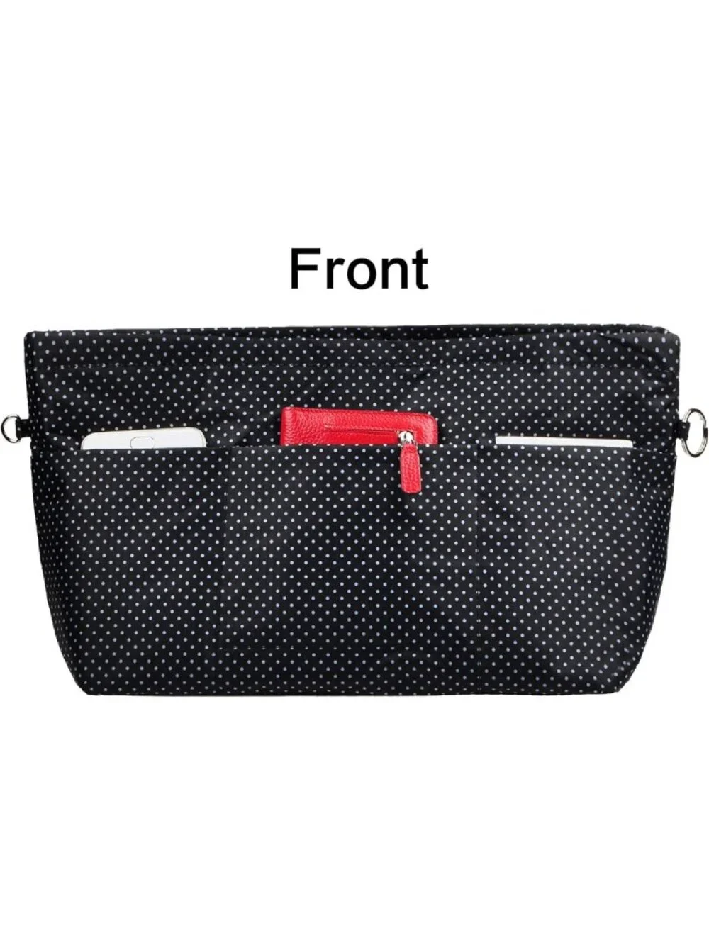 Stylish Tote Handbag Organizer Insert with Zipper Closure, 11 Pockets